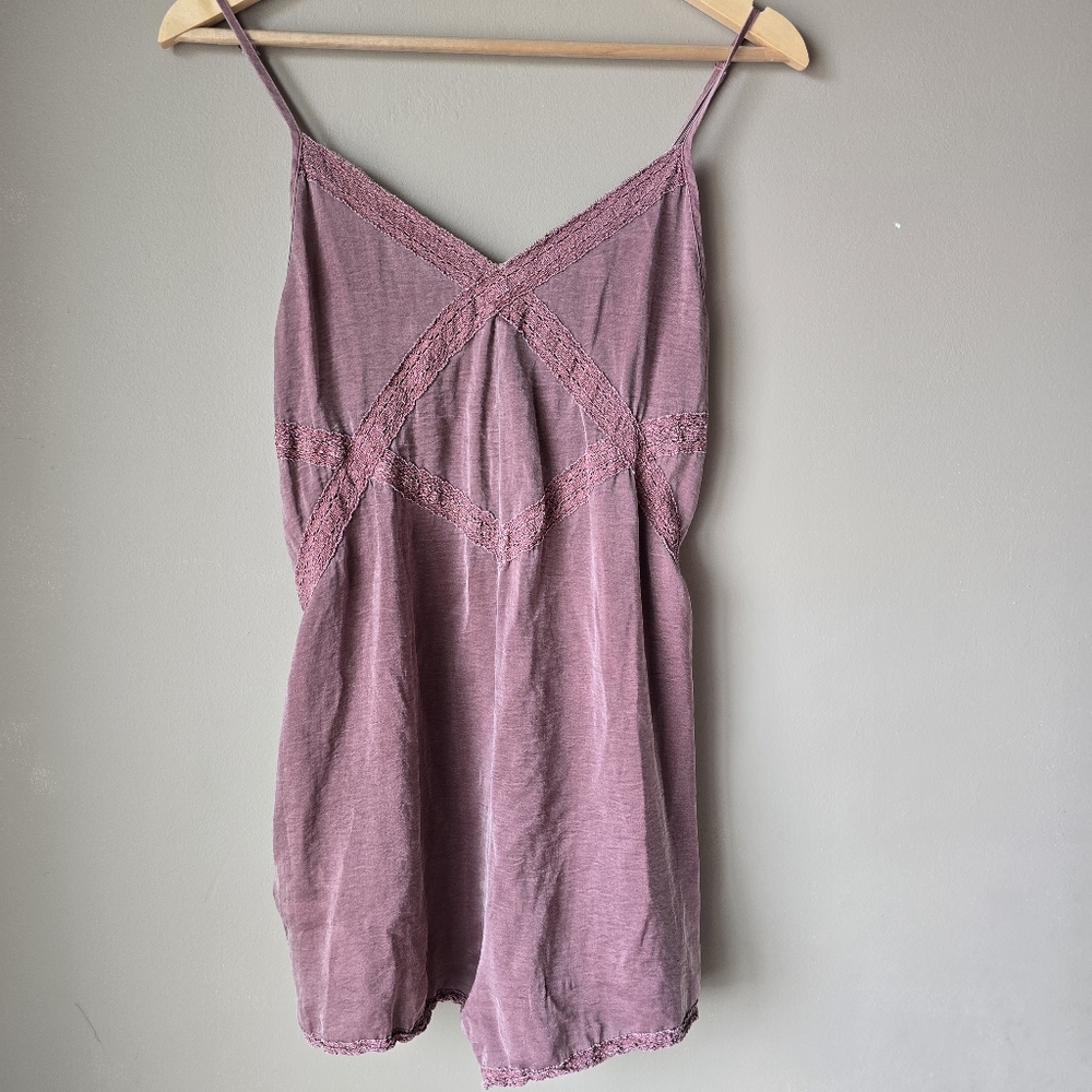 Aerie Burgundy Satin Romper Size Small
